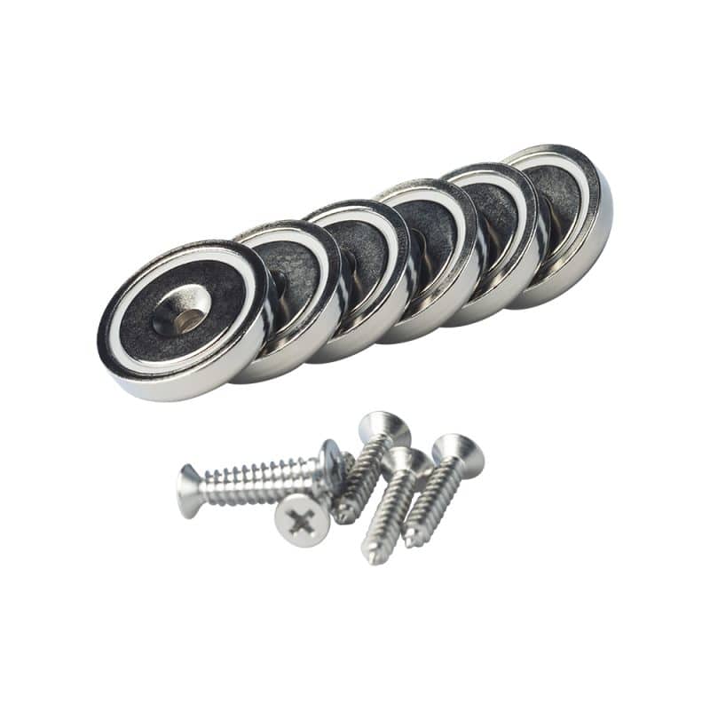 These six magnets from Magnetar, including screw are used to hang tools.