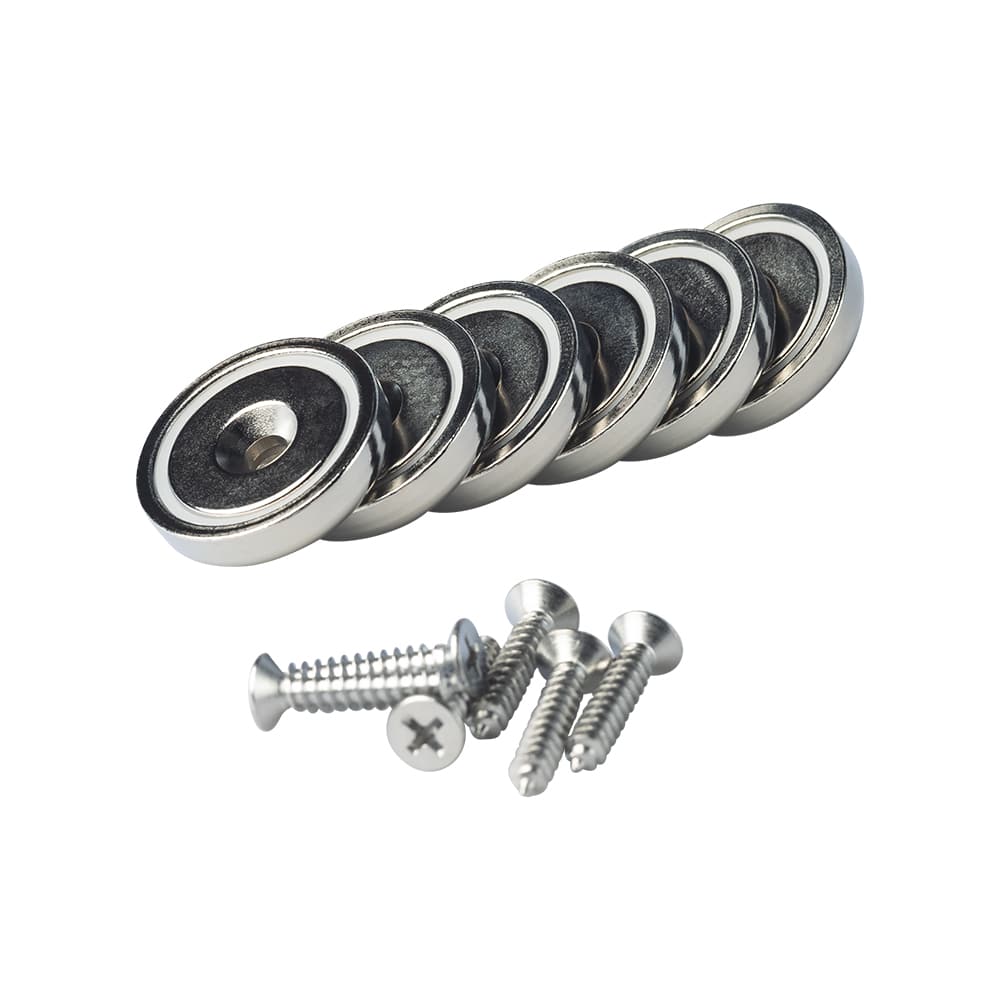 These six magnets from Magnetar, including screw are used to hang tools.