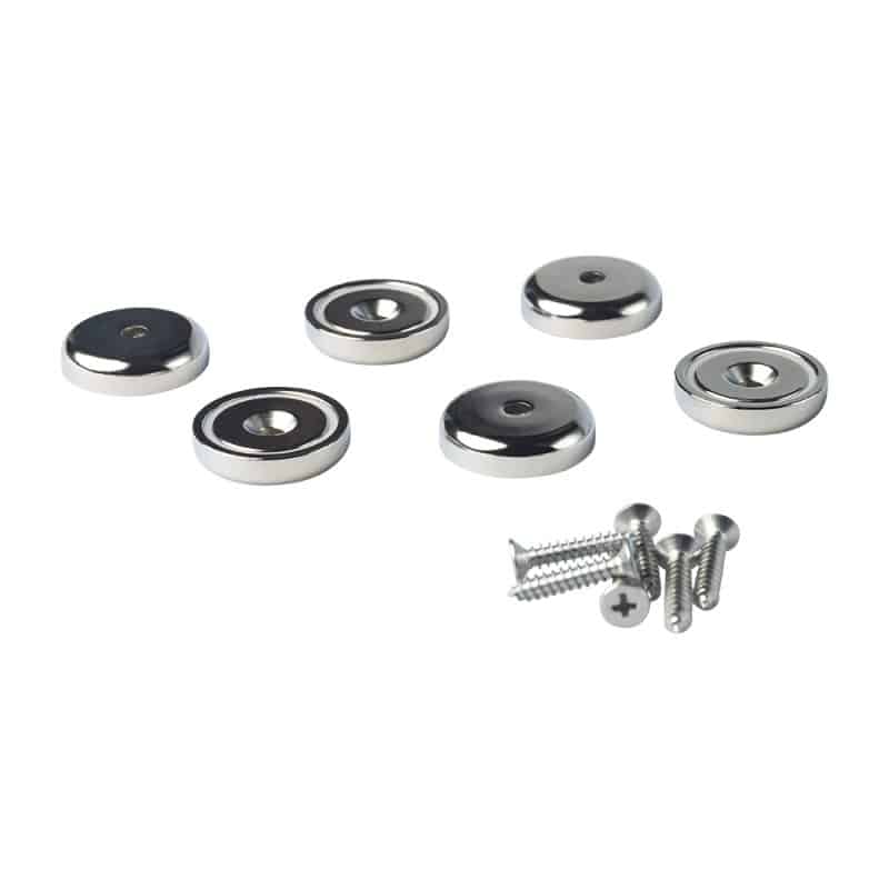 These six magnets from Magnetar, including screw are used to hang tools.