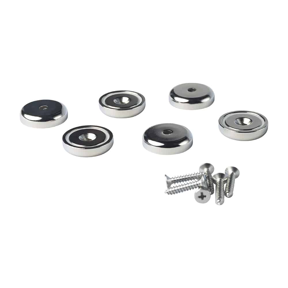 These six magnets from Magnetar, including screw are used to hang tools.